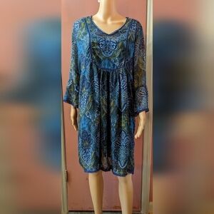 Pre-owned New Directions long sleeve colorful dress size extra large, TF